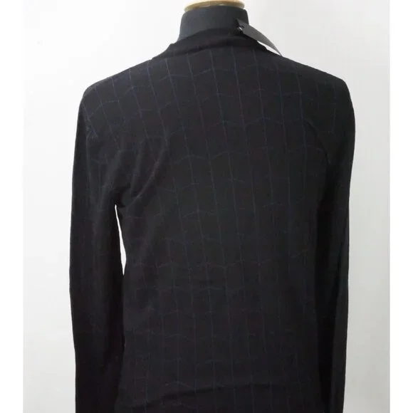 Giorgio Armani Black Label Black Purple Cubic Plaid Wool Woven Sweater Sz 48 NEW